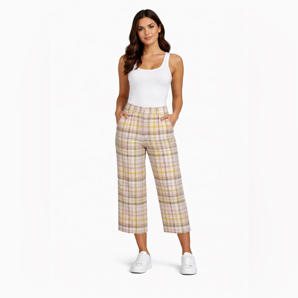 Free People Women Cropped Plaid Pants Size 6